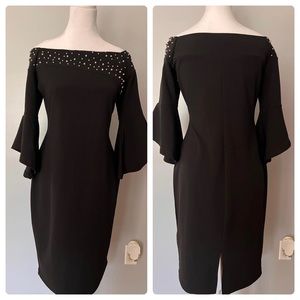Black dress with pearl detailing